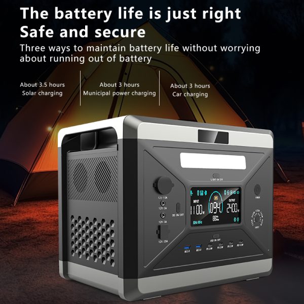 Portable Power Station, 2160Wh LiFePO4 Battery, 80 Min Fast Charging, 5 Grade (300- 1100W) AC Outlets, Solar Generator for Outdoor Camping/RVs/Home Use - Image 5
